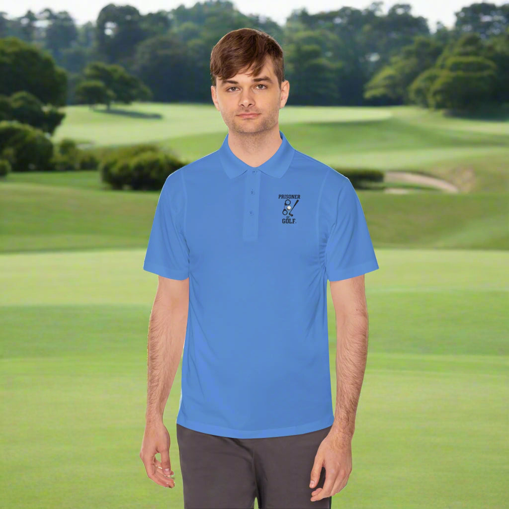 ⛳🔒 Prisoner of Golf® Wordmark – Performance Polo Shirt (Front Logo & Back Wordmark)