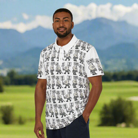 Playful Graphic Polo Shirt for Trendsetters, Unique Unisex Casual Wear, Fun Gift for Art Lovers, Perfect for Daily Wear, Cotton Blend Design