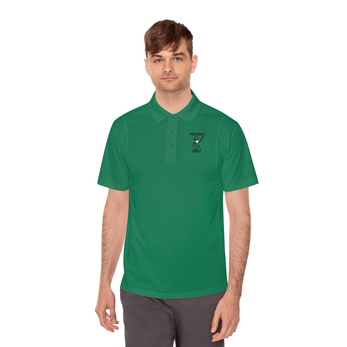 ⛳👟 The Foot Wedge – Prisoner of Golf® Performance Polo Shirt (Front & Back Design)