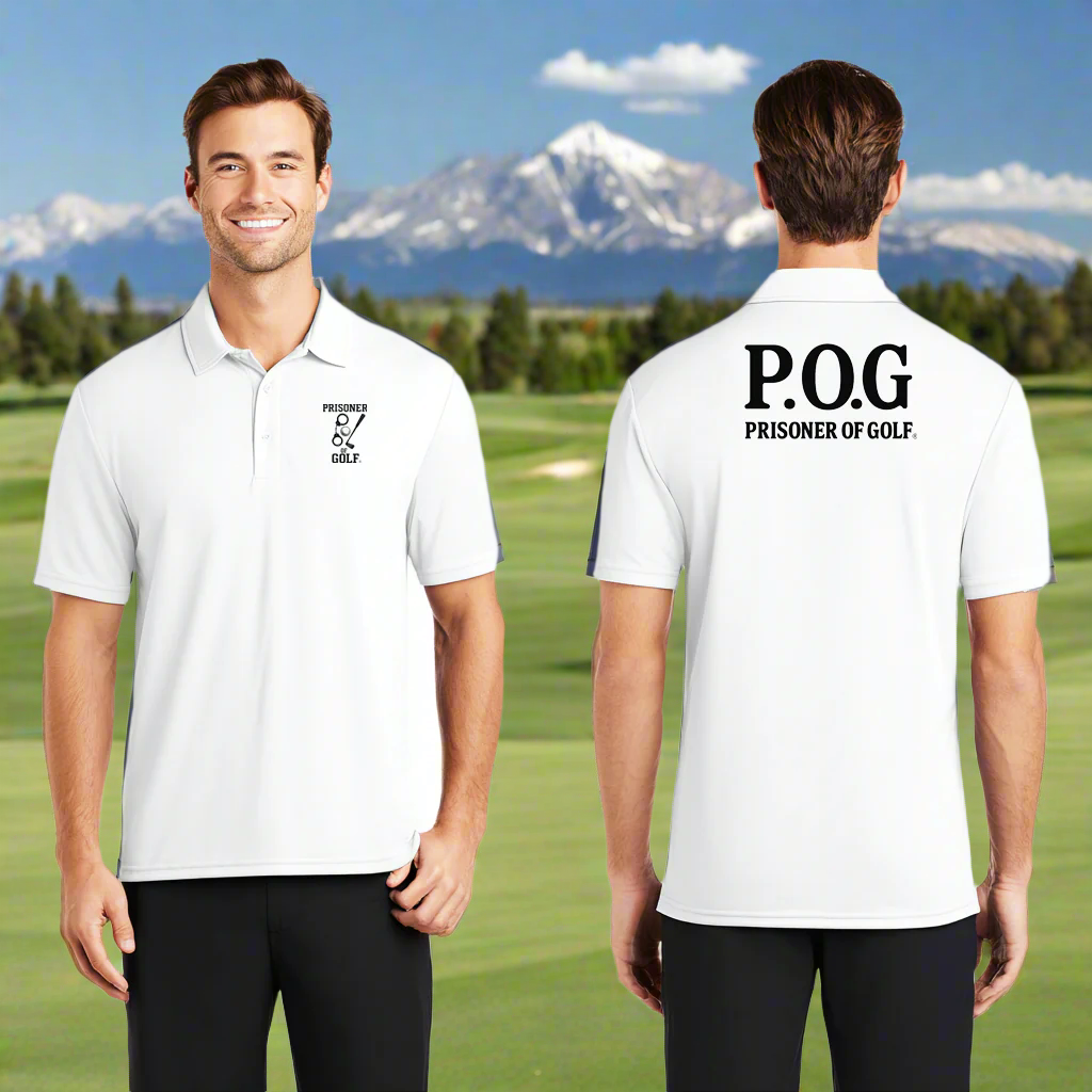⛳ Men's Sport Polo Shirt - 'Prisoner of Golf' Design, Casual Wear, Golf Enthusiast Gift, Summer Outfit, Athletic Polo (Front & Back Logo)
