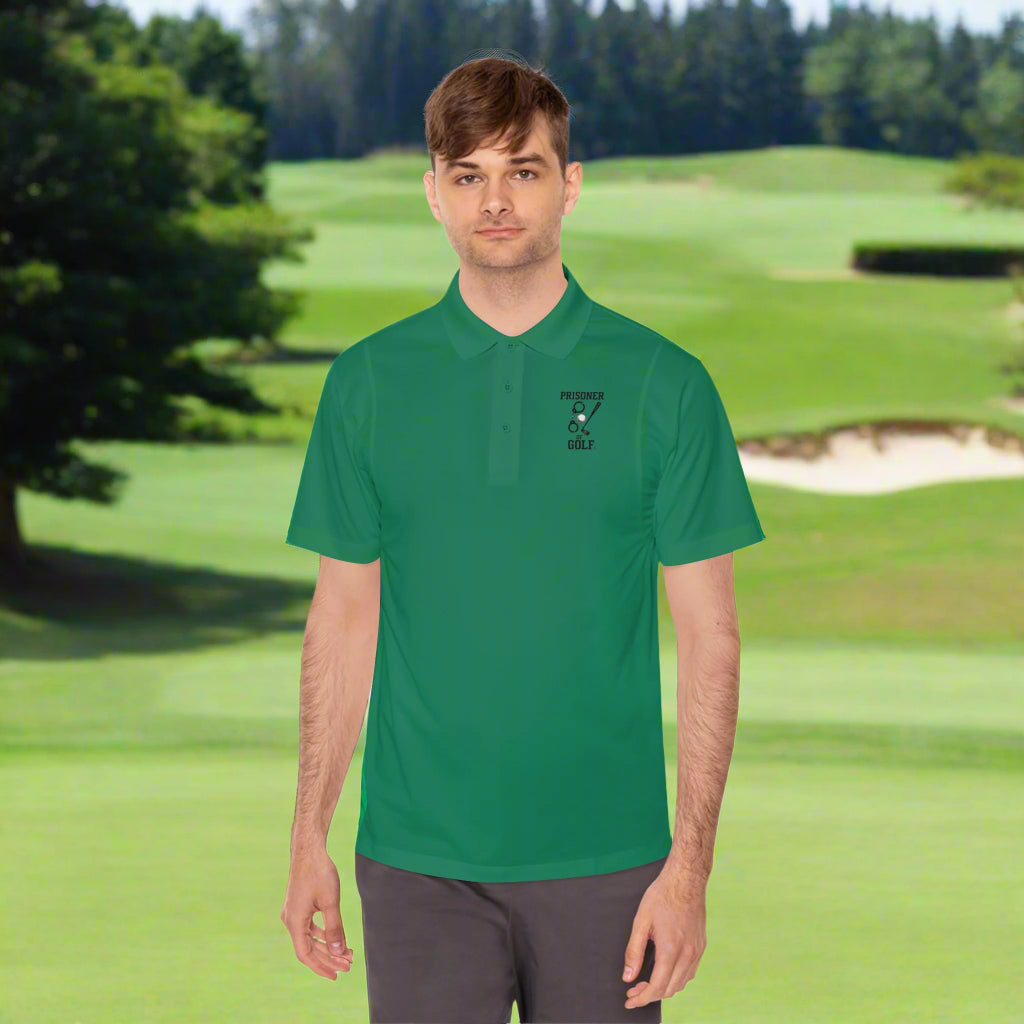 ⛳🔒 Prisoner of Golf® Wordmark – Performance Polo Shirt (Front Logo & Back Wordmark)