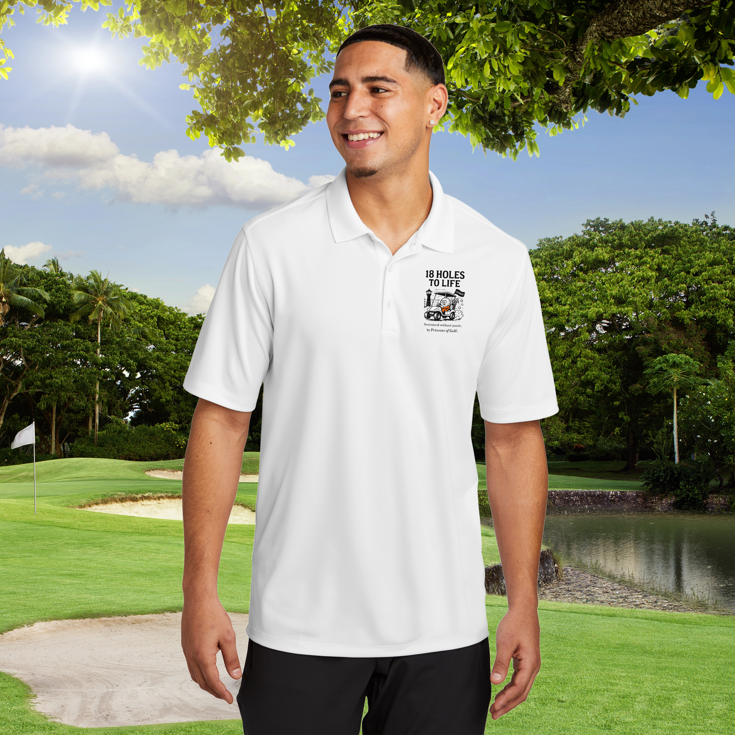 ⛳🏌️‍♂️ 18 Holes to Life Polo – Clean Front Design