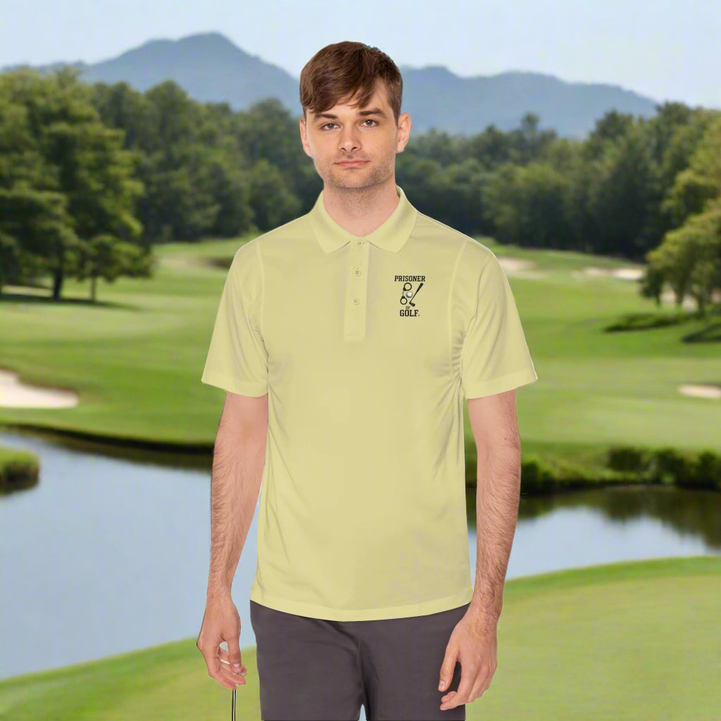 ⛳🔒 Prisoner of Golf® Wordmark – Performance Polo Shirt (Front Logo & Back Wordmark)