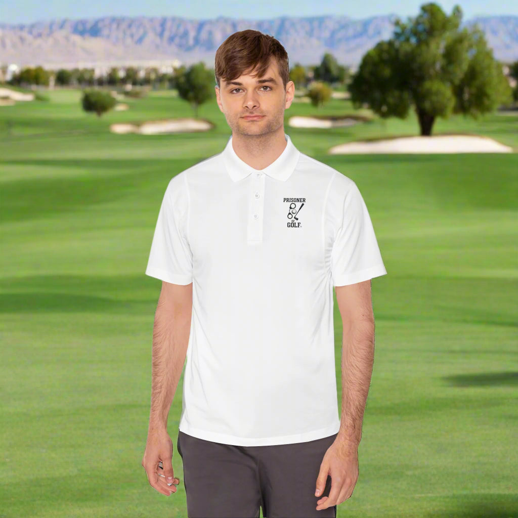 ⛳ Doing Time – Prisoner of Golf® Performance Polo Shirt (Front & Back Design)