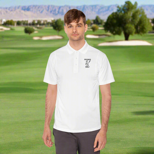 ⛳ Doing Time – Prisoner of Golf® Performance Polo Shirt (Front & Back Design)
